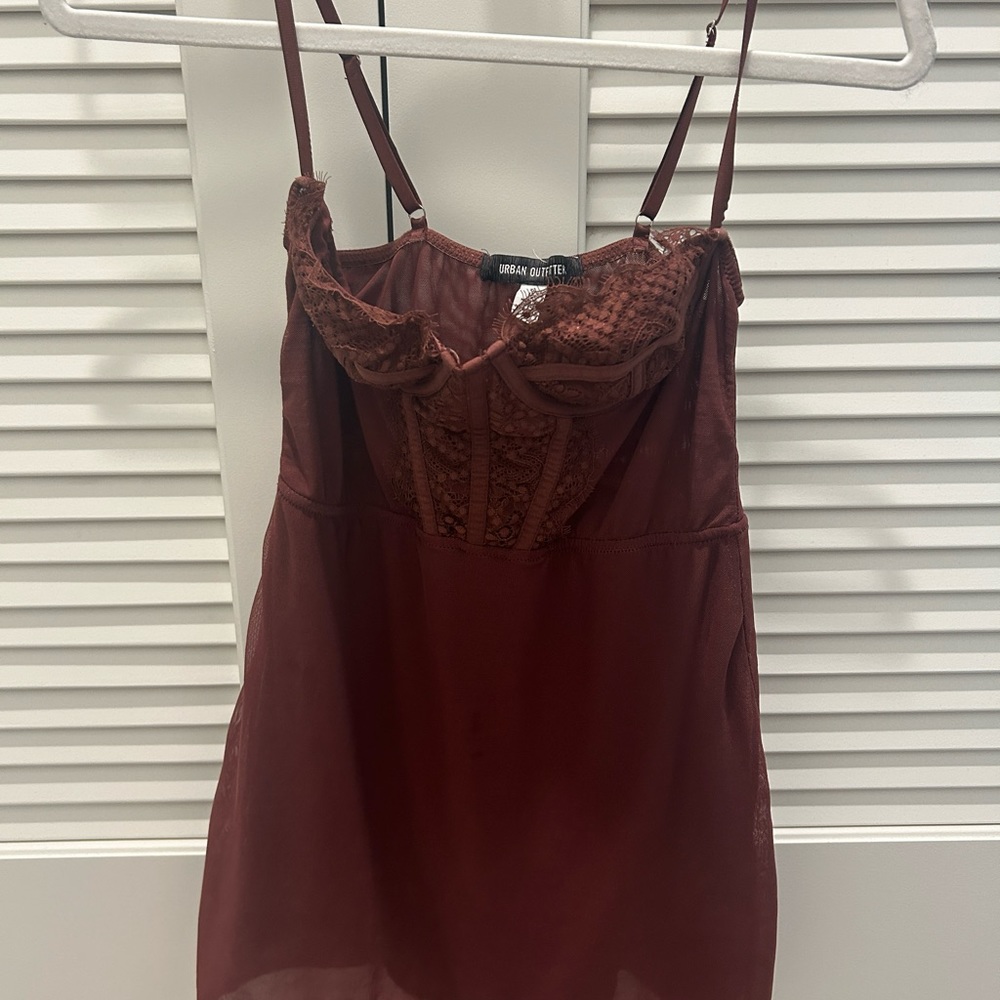 Urban Outfitters Modern Love Bustier Mini Dress Burgundy S